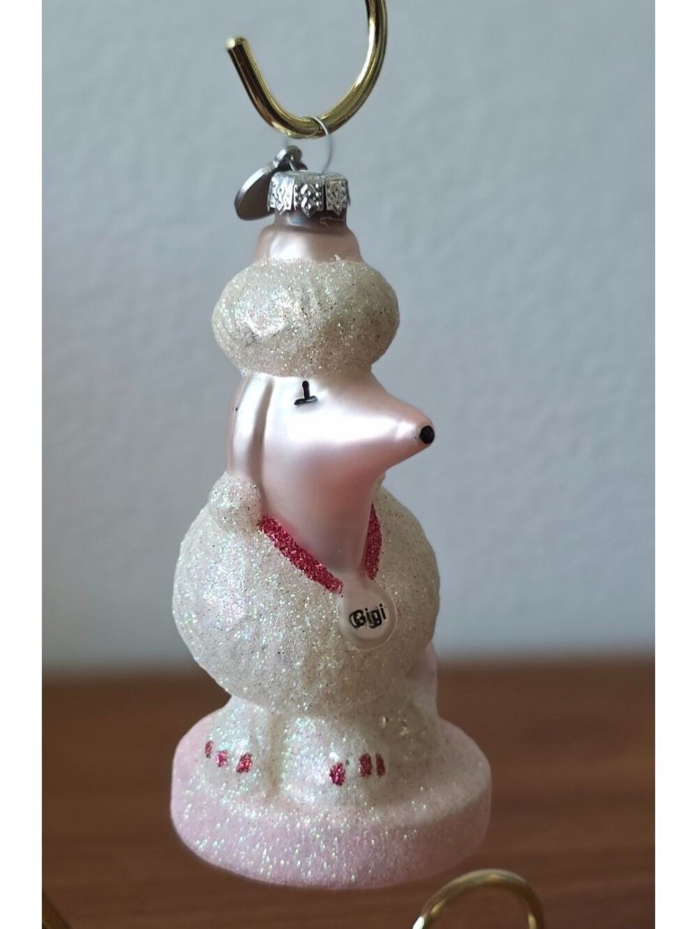 2010 Mary Kay GIGI Pink Poodle Christmas Glass Ornament